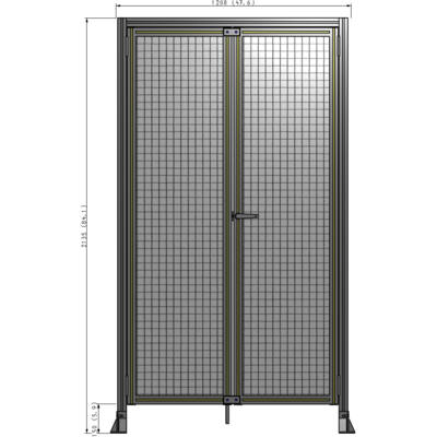 J3-2135-1200-0150-UYMTK SINGLE PANEL, DOUBLE DOOR-FRAME W/ HEADER-HANDLE ON RIGHT 2135MM X 1200MM  1" MESH, AS A KIT