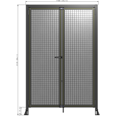 J3-2135-1400-0150-TYMTK SINGLE PANEL, DOUBLE DOOR-FRAME W/ HEADER-HANDLE ON LEFT 2135MM X 1400MM  1" MESH, AS A KIT