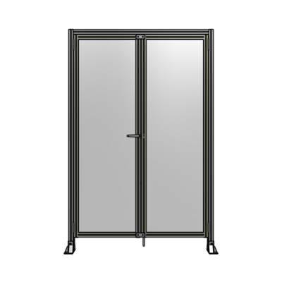 SINGLE PANEL, DOUBLE DOOR-FRAME W/ HEADER-HANDLE ON LEFT 2135MM X 1400MM  1/4" POLYCARB, ASSEMBLED
