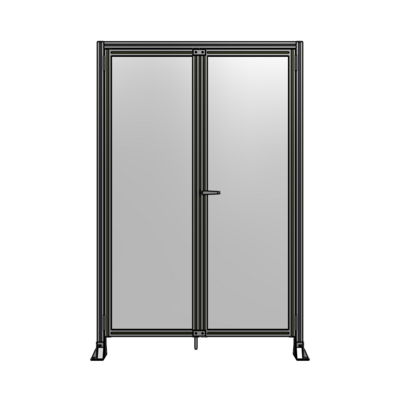 SINGLE PANEL, DOUBLE DOOR-FRAME W/ HEADER-HANDLE ON RIGHT 2135MM X 1400MM  1/4" POLYCARB, ASSEMBLED