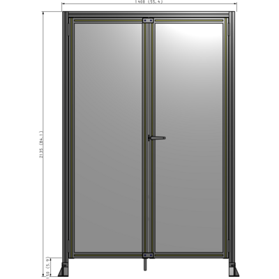J3-2135-1400-0150-UYPTK SINGLE PANEL, DOUBLE DOOR-FRAME W/ HEADER-HANDLE ON RIGHT 2135MM X 1400MM  1/4" POLYCARB, AS A KIT