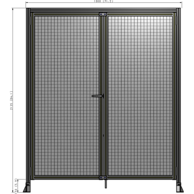 J3-2135-1800-0150-TYMTA SINGLE PANEL, DOUBLE DOOR-FRAME W/ HEADER-HANDLE ON LEFT 2135MM X 1800MM  1" MESH, ASSEMBLED
