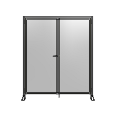 SINGLE PANEL, DOUBLE DOOR-FRAME W/ HEADER-HANDLE ON LEFT 2135MM X 1800MM  1/4" POLYCARB, ASSEMBLED