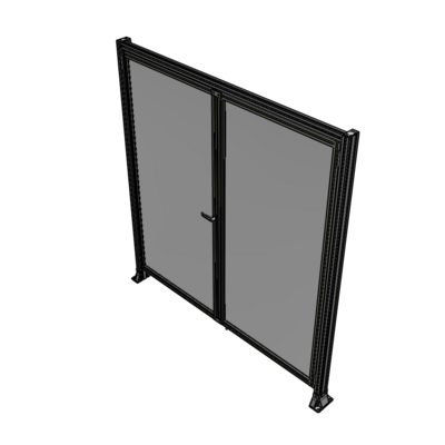 J3-2135-2000-0150-TYPTA SINGLE PANEL, DOUBLE DOOR-FRAME W/ HEADER-HANDLE ON LEFT 2135MM X 2000MM  1/4" POLYCARB, ASSEMBLED