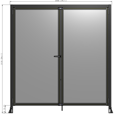 J3-2135-2000-0150-TYPTK SINGLE PANEL, DOUBLE DOOR-FRAME W/ HEADER-HANDLE ON LEFT 2135MM X 2000MM  1/4" POLYCARB, AS A KIT