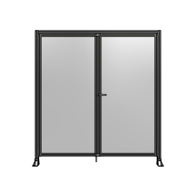 SINGLE PANEL, DOUBLE DOOR-FRAME W/ HEADER-HANDLE ON RIGHT 2135MM X 2000MM  1/4" POLYCARB, ASSEMBLED