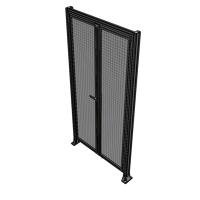 J3-2400-1200-0150-TYMTA SINGLE PANEL, DOUBLE DOOR-FRAME W/ HEADER-HANDLE ON LEFT 2400MM X 1200MM  1" MESH, ASSEMBLED