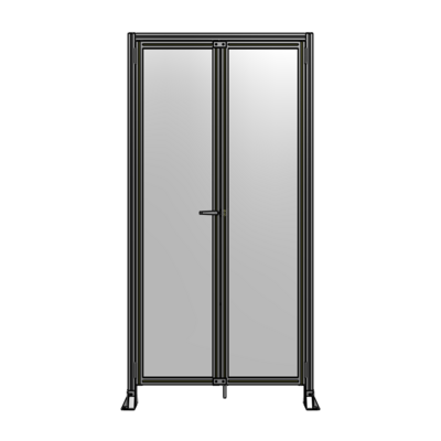 J3-2400-1200-0150-TYPTA SINGLE PANEL, DOUBLE DOOR-FRAME W/ HEADER-HANDLE ON LEFT 2400MM X 1200MM  1/4" POLYCARB, ASSEMBLED