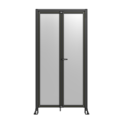 J3-2400-1200-0150-UYPTA SINGLE PANEL, DOUBLE DOOR-FRAME W/ HEADER-HANDLE ON RIGHT 2400MM X 1200MM  1/4" POLYCARB, ASSEMBLED