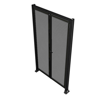 J3-2400-1400-0150-UYMTA SINGLE PANEL, DOUBLE DOOR-FRAME W/ HEADER-HANDLE ON RIGHT 2400MM X 1400MM  1" MESH, ASSEMBLED
