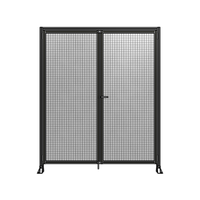 J3-2400-2000-0150-UYMTA SINGLE PANEL, DOUBLE DOOR-FRAME W/ HEADER-HANDLE ON RIGHT 2400MM X 2000MM  1" MESH, ASSEMBLED