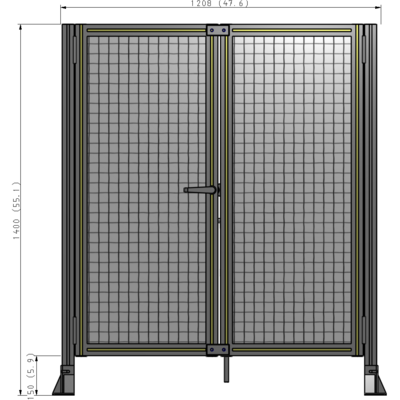 J4-1400-1200-0150-TYMTK SINGLE PANEL, DOUBLE DOOR-FRAME W/O HEADER-HANDLE ON LEFT 1400MM X 1200MM  1" MESH, AS A KIT