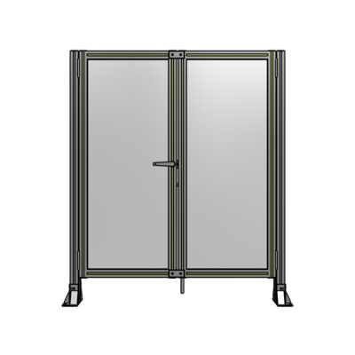 SINGLE PANEL, DOUBLE DOOR-FRAME W/O HEADER-HANDLE ON LEFT 1400MM X 1200MM  1/4" POLYCARB, ASSEMBLED