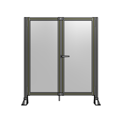 SINGLE PANEL, DOUBLE DOOR-FRAME W/O HEADER-HANDLE ON RIGHT 1400MM X 1200MM  1/4" POLYCARB, ASSEMBLED