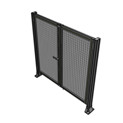J4-1400-1400-0150-TYMTA SINGLE PANEL, DOUBLE DOOR-FRAME W/O HEADER-HANDLE ON LEFT 1400MM X 1400MM  1" MESH, ASSEMBLED