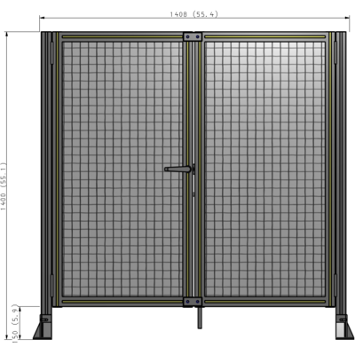 J4-1400-1400-0150-TYMTK SINGLE PANEL, DOUBLE DOOR-FRAME W/O HEADER-HANDLE ON LEFT 1400MM X 1400MM  1" MESH, AS A KIT
