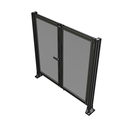 J4-1400-1400-0150-TYPTA SINGLE PANEL, DOUBLE DOOR-FRAME W/O HEADER-HANDLE ON LEFT 1400MM X 1400MM  1/4" POLYCARB, ASSEMBLED