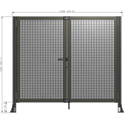J4-1400-1600-0150-TYMTA SINGLE PANEL, DOUBLE DOOR-FRAME W/O HEADER-HANDLE ON LEFT 1400MM X 1600MM  1" MESH, ASSEMBLED