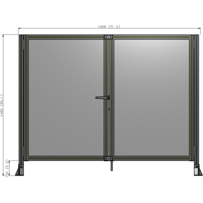 J4-1400-1800-0150-TYPTA SINGLE PANEL, DOUBLE DOOR-FRAME W/O HEADER-HANDLE ON LEFT 1400MM X 1800MM  1/4" POLYCARB, ASSEMBLED
