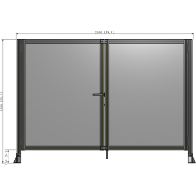 J4-1400-2000-0150-TYPTK SINGLE PANEL, DOUBLE DOOR-FRAME W/O HEADER-HANDLE ON LEFT 1400MM X 2000MM  1/4" POLYCARB, AS A KIT