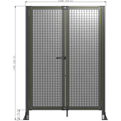 J4-1700-1200-0150-TYMTK SINGLE PANEL, DOUBLE DOOR-FRAME W/O HEADER-HANDLE ON LEFT 1700MM X 1200MM  1" MESH, AS A KIT