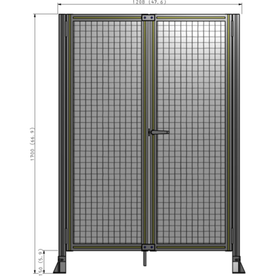J4-1700-1200-0150-UYMTK SINGLE PANEL, DOUBLE DOOR-FRAME W/O HEADER-HANDLE ON RIGHT 1700MM X 1200MM  1" MESH, AS A KIT