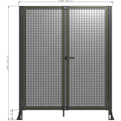 J4-1700-1400-0150-UYMTK SINGLE PANEL, DOUBLE DOOR-FRAME W/O HEADER-HANDLE ON RIGHT 1700MM X 1400MM  1" MESH, AS A KIT