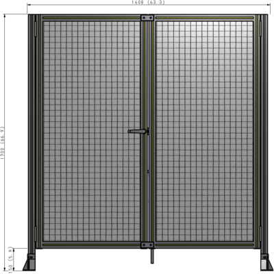 J4-1700-1600-0150-TYMTK SINGLE PANEL, DOUBLE DOOR-FRAME W/O HEADER-HANDLE ON LEFT 1700MM X 1600MM  1" MESH, AS A KIT