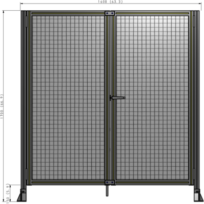 J4-1700-1600-0150-UYMTK SINGLE PANEL, DOUBLE DOOR-FRAME W/O HEADER-HANDLE ON RIGHT 1700MM X 1600MM  1" MESH, AS A KIT