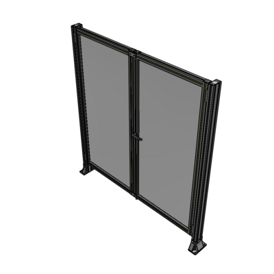 J4-1700-1600-0150-UYPTA SINGLE PANEL, DOUBLE DOOR-FRAME W/O HEADER-HANDLE ON RIGHT 1700MM X 1600MM  1/4" POLYCARB, ASSEMBLED