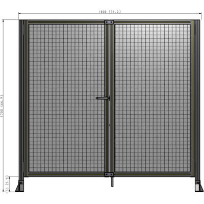J4-1700-1800-0150-TYMTA SINGLE PANEL, DOUBLE DOOR-FRAME W/O HEADER-HANDLE ON LEFT 1700MM X 1800MM  1" MESH, ASSEMBLED
