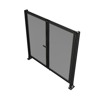 J4-1700-1800-0150-TYPTA SINGLE PANEL, DOUBLE DOOR-FRAME W/O HEADER-HANDLE ON LEFT 1700MM X 1800MM  1/4" POLYCARB, ASSEMBLED
