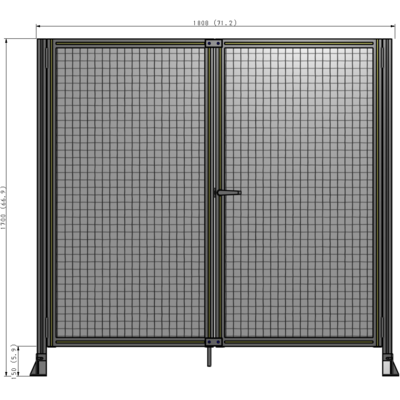 J4-1700-1800-0150-UYMTK SINGLE PANEL, DOUBLE DOOR-FRAME W/O HEADER-HANDLE ON RIGHT 1700MM X 1800MM  1" MESH, AS A KIT