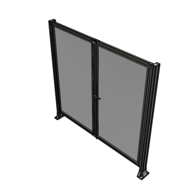 J4-1700-1800-0150-UYPTA SINGLE PANEL, DOUBLE DOOR-FRAME W/O HEADER-HANDLE ON RIGHT 1700MM X 1800MM  1/4" POLYCARB, ASSEMBLED