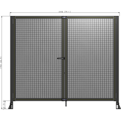 J4-1700-2000-0150-TYMTA SINGLE PANEL, DOUBLE DOOR-FRAME W/O HEADER-HANDLE ON LEFT 1700MM X 2000MM  1" MESH, ASSEMBLED