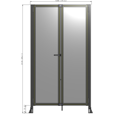 J4-2135-1200-0150-TYPTK SINGLE PANEL, DOUBLE DOOR-FRAME W/O HEADER-HANDLE ON LEFT 2135MM X 1200MM  1/4" POLYCARB, AS A KIT