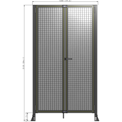 J4-2135-1200-0150-UYMTA SINGLE PANEL, DOUBLE DOOR-FRAME W/O HEADER-HANDLE ON RIGHT 2135MM X 1200MM  1" MESH, ASSEMBLED
