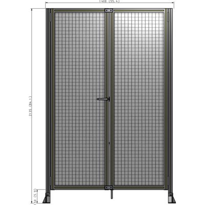 J4-2135-1400-0150-TYMTA SINGLE PANEL, DOUBLE DOOR-FRAME W/O HEADER-HANDLE ON LEFT 2135MM X 1400MM  1" MESH, ASSEMBLED