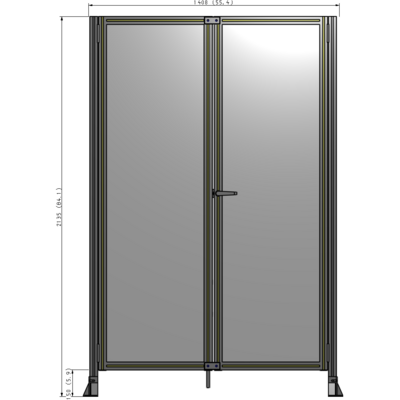J4-2135-1400-0150-UYPTK SINGLE PANEL, DOUBLE DOOR-FRAME W/O HEADER-HANDLE ON RIGHT 2135MM X 1400MM  1/4" POLYCARB, AS A KIT
