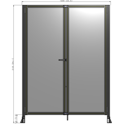 J4-2135-1600-0150-TYPTK SINGLE PANEL, DOUBLE DOOR-FRAME W/O HEADER-HANDLE ON LEFT 2135MM X 1600MM  1/4" POLYCARB, AS A KIT