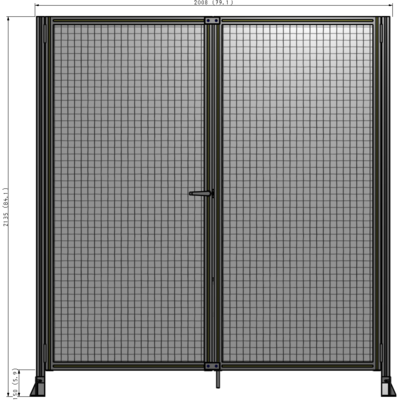 J4-2135-2000-0150-TYMTA SINGLE PANEL, DOUBLE DOOR-FRAME W/O HEADER-HANDLE ON LEFT 2135MM X 2000MM  1" MESH, ASSEMBLED