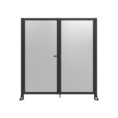 SINGLE PANEL, DOUBLE DOOR-FRAME W/O HEADER-HANDLE ON LEFT 2135MM X 2000MM  1/4" POLYCARB, ASSEMBLED