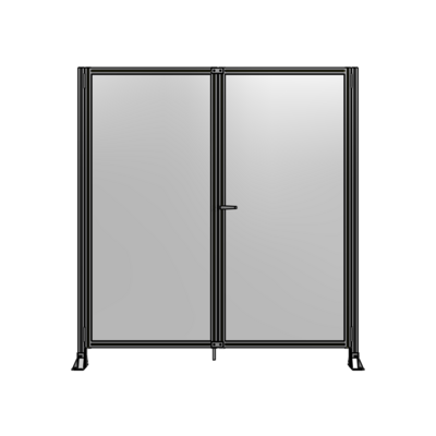 SINGLE PANEL, DOUBLE DOOR-FRAME W/O HEADER-HANDLE ON RIGHT 2135MM X 2000MM  1/4" POLYCARB, ASSEMBLED