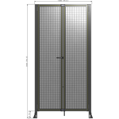 J4-2400-1200-0150-TYMTA SINGLE PANEL, DOUBLE DOOR-FRAME W/O HEADER-HANDLE ON LEFT 2400MM X 1200MM  1" MESH, ASSEMBLED