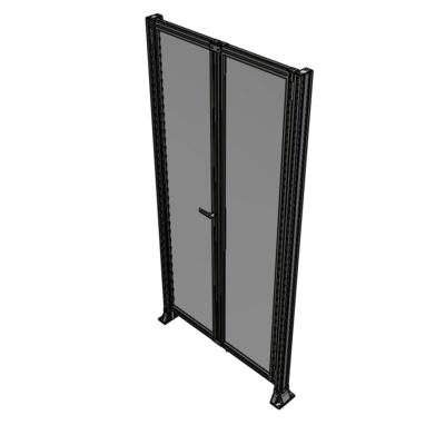 J4-2400-1200-0150-TYPTA SINGLE PANEL, DOUBLE DOOR-FRAME W/O HEADER-HANDLE ON LEFT 2400MM X 1200MM  1/4" POLYCARB, ASSEMBLED