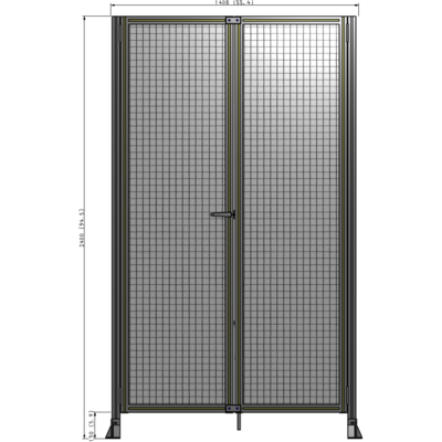 J4-2400-1400-0150-TYMTA SINGLE PANEL, DOUBLE DOOR-FRAME W/O HEADER-HANDLE ON LEFT 2400MM X 1400MM  1" MESH, ASSEMBLED