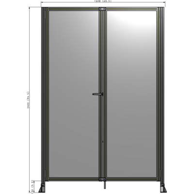 J4-2400-1600-0150-TYPTA SINGLE PANEL, DOUBLE DOOR-FRAME W/O HEADER-HANDLE ON LEFT 2400MM X 1600MM  1/4" POLYCARB, ASSEMBLED