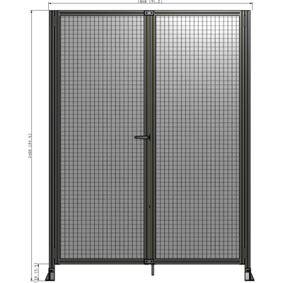 J4-2400-1800-0150-TYMTA SINGLE PANEL, DOUBLE DOOR-FRAME W/O HEADER-HANDLE ON LEFT 2400MM X 1800MM  1" MESH, ASSEMBLED