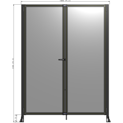 J4-2400-1800-0150-TYPTK SINGLE PANEL, DOUBLE DOOR-FRAME W/O HEADER-HANDLE ON LEFT 2400MM X 1800MM  1/4" POLYCARB, AS A KIT