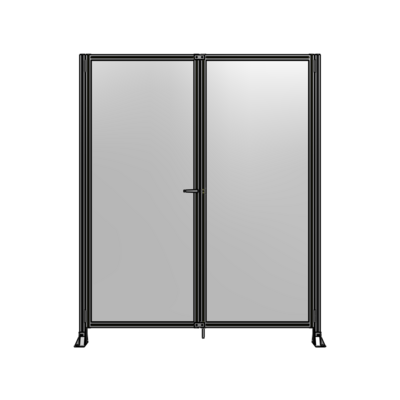 SINGLE PANEL, DOUBLE DOOR-FRAME W/O HEADER-HANDLE ON LEFT 2400MM X 2000MM  1/4" POLYCARB, ASSEMBLED